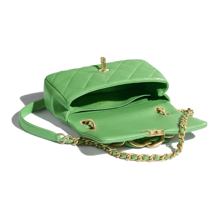 CHANEL 19Bag Smooth Sheepskin & Metal Portable One Shoulder Backpack Crossbody Bag Trumpets Women's Green-2