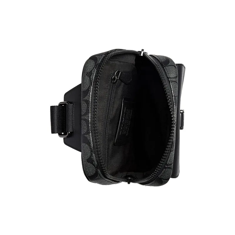 COACH Canvas With Leather One Shoulder Crossbody Backpack Sling Bags Mini Men's Charcoal Black-3