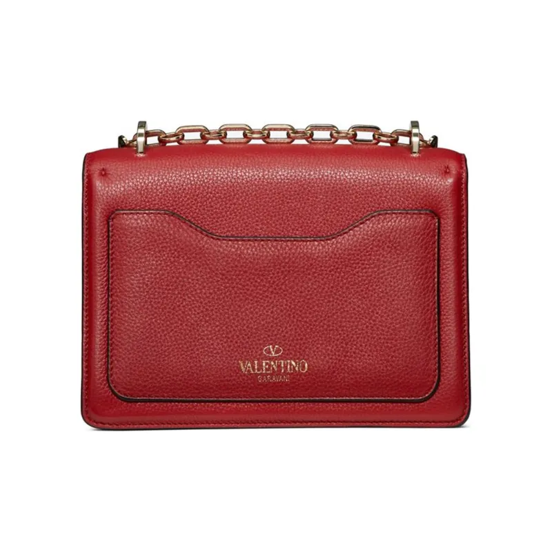 Valentino Cow Leather Crossbody Bag Shoulder Bag Women's Red-2