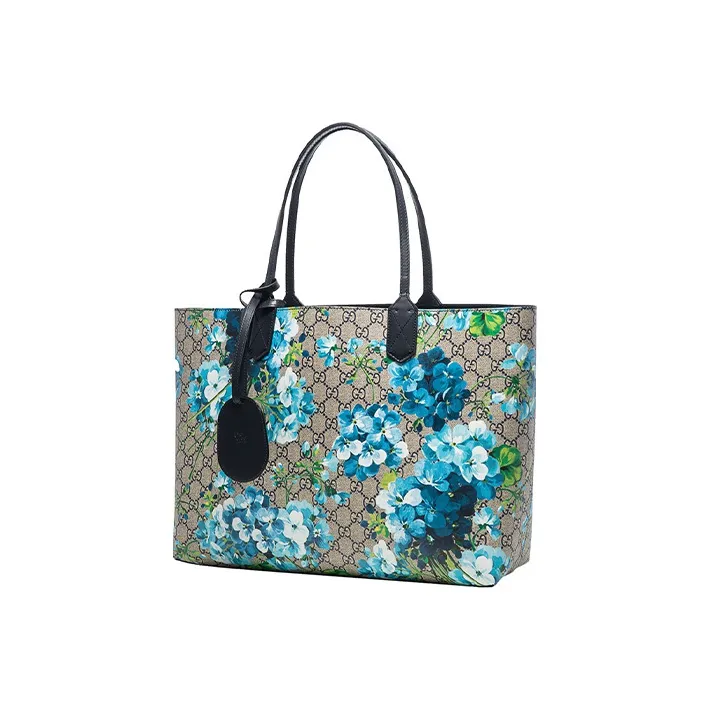 GUCCI GG Blooms Canvas Canvas Bag Tote Bag Shopping Bag Shoulder Bag Handbag Large Size Women's Ebony/Blue-1