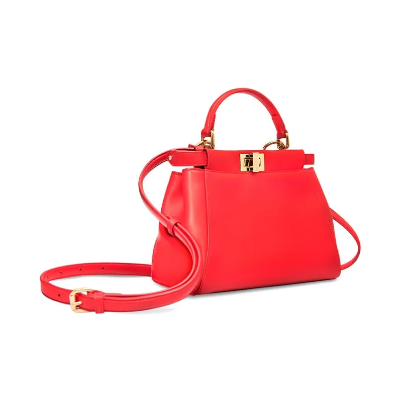 FENDI Mr. Doodle Collaboration Peekaboo Nappa Leather Shoulder Bag Crossbody Bag Handbag Mini Women's Red-1