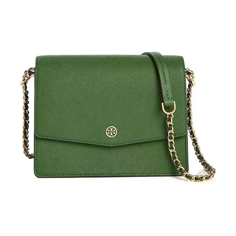 TORY BURCH Robinson Cow Leather Shoulder Bag Crossbody Bag Medium Size Women's Green-0