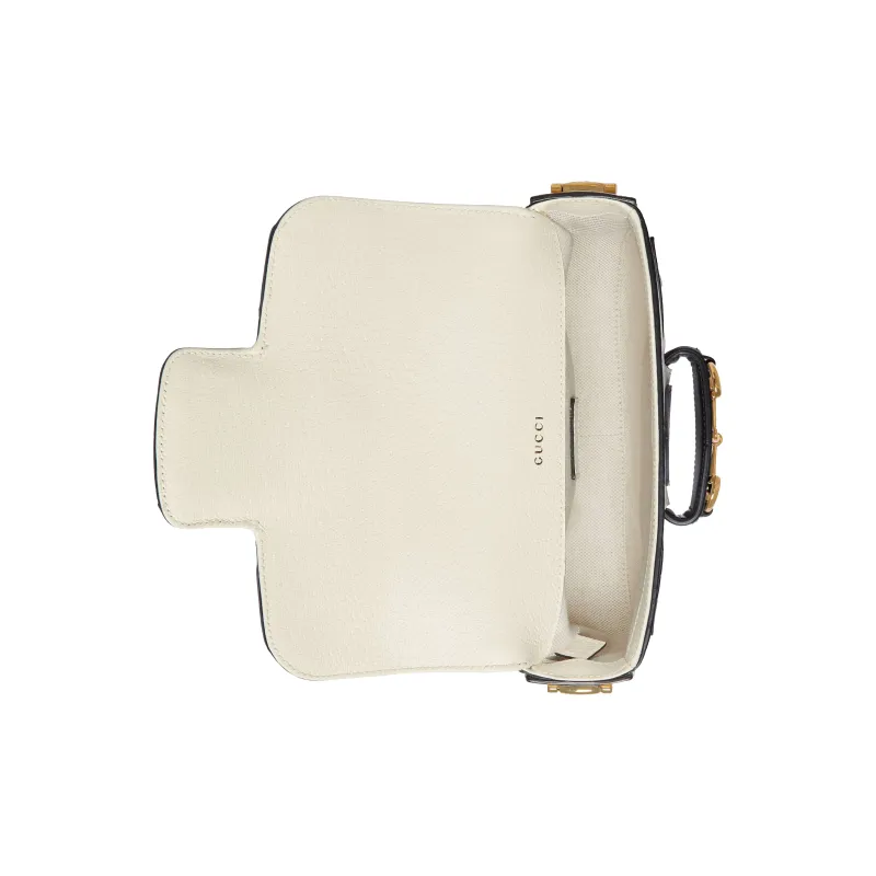 GUCCI Adidas Collaboration Horsebit 1955 Leather Shoulder Bag, Crossbody Bag Mini Unisex White-6