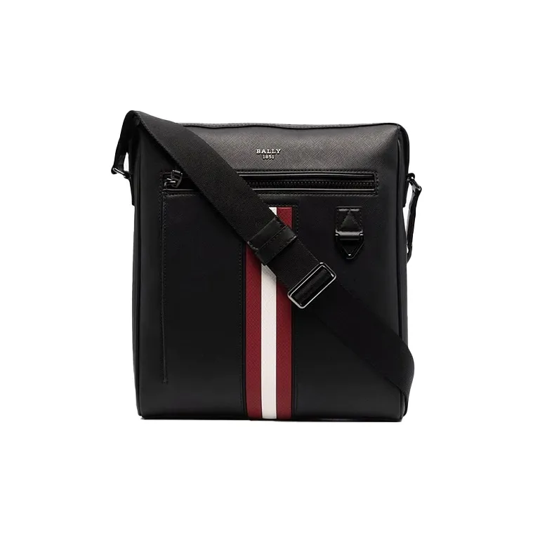 BALLY Leather Messenger Bag, Shoulder Bag, Crossbody Bag Regular Men's Black-0
