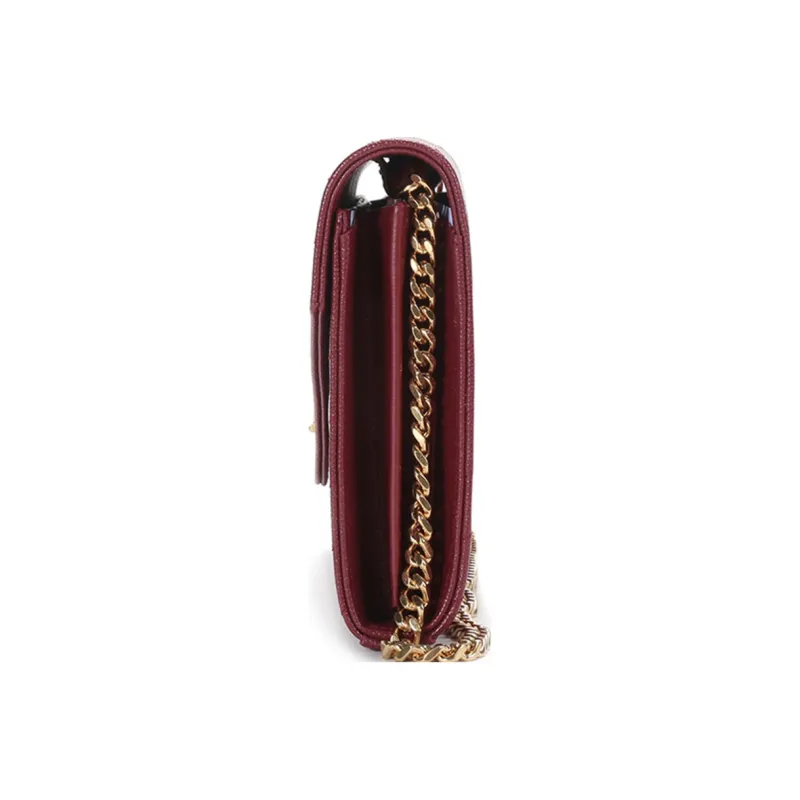 SAINT LAURENT Leather Shoulder Bag Women's Deep Red-2