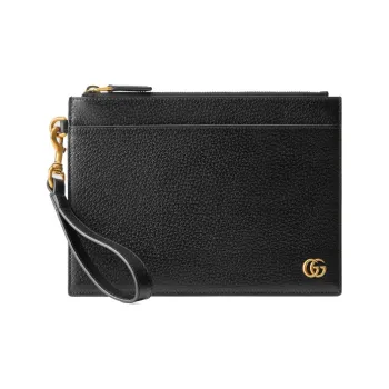 GUCCI Marmont Grain Leather Clutch Men's Black