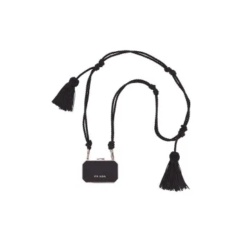 PRADA Fabric With Leather Neck Pouch Clutch Box Bag Card Holder Regular Women's Black