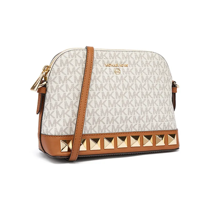 MICHAEL KORS Charm PVC Crossbody Bag, Dome Bag, Shoulder Bag Women's Vanilla White-1