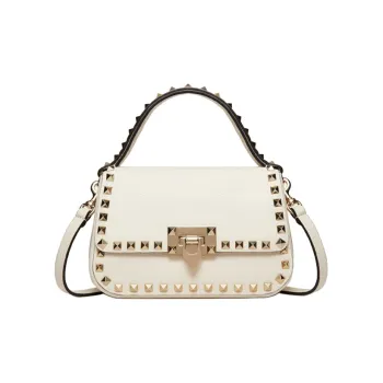 Valentino Grain Calfskin Portable Crossbody Bag, Shoulder Bag Small Size Women's White