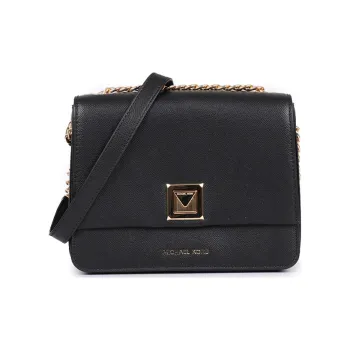 MICHAEL KORS Sylvia Leather Shoulder Bag Crossbody Bag Medium Size Women's Black