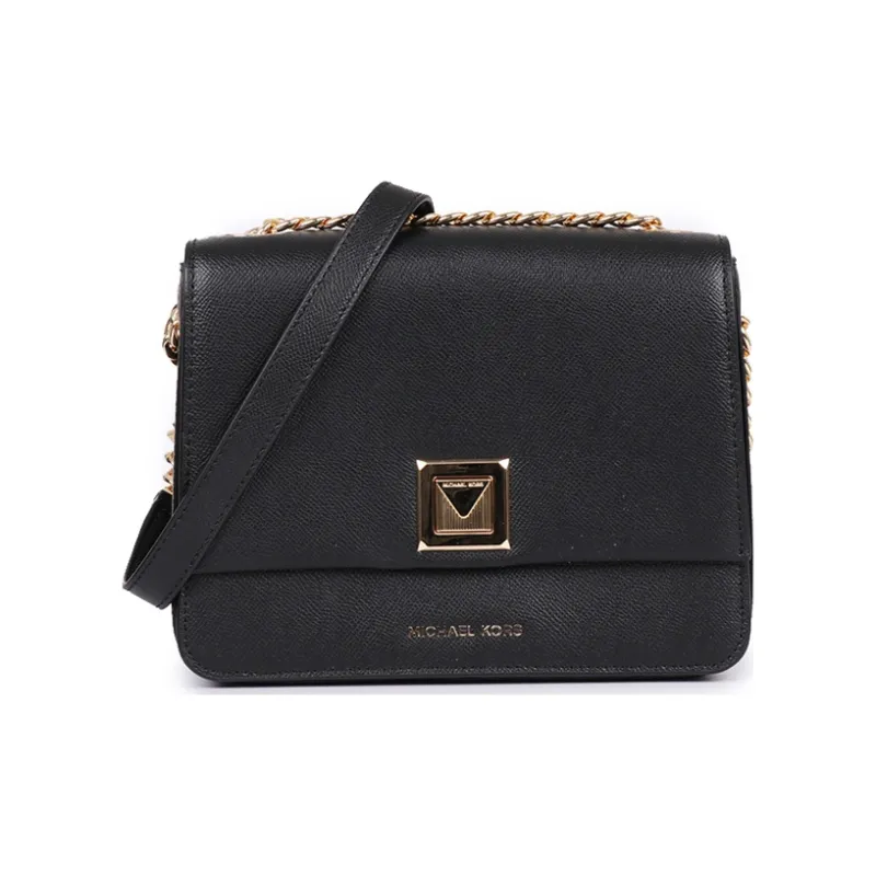 MICHAEL KORS Sylvia Leather Shoulder Bag Crossbody Bag Medium Size Women's Black-0