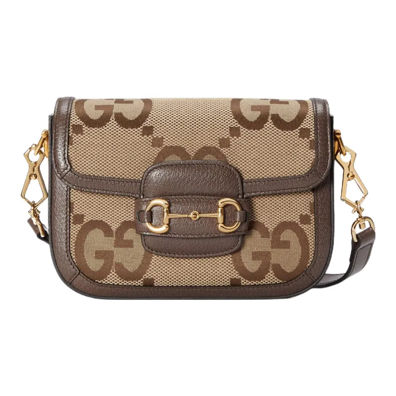 GUCCI Unisex Horsebit 1955 Jumbo GG Mini Crossbody Bag Brown-1