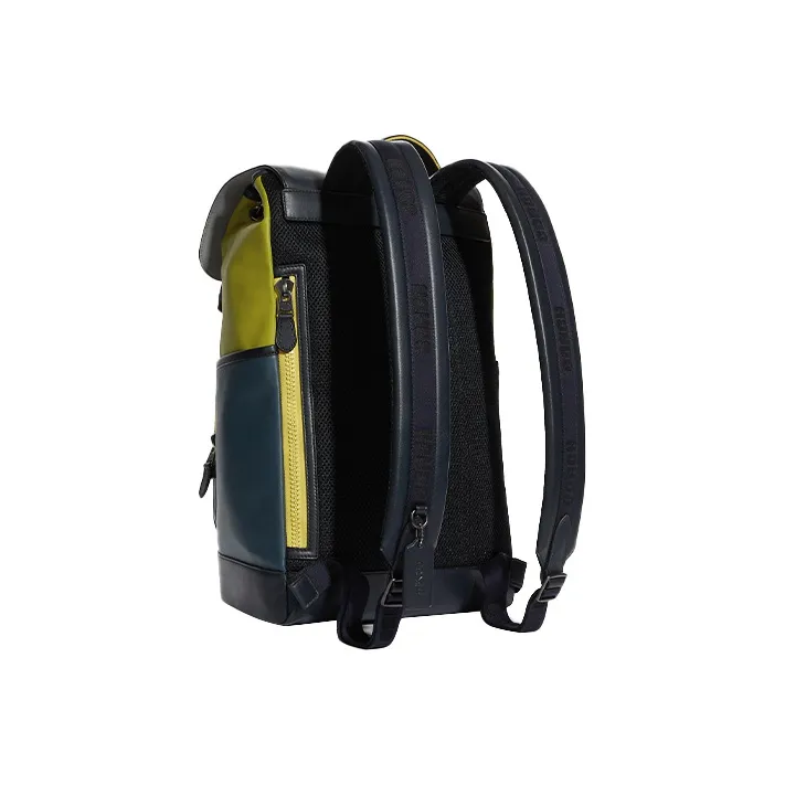 COACH Track Cow Leather Backpack Medium Size Men's 1. Black Blue Green Multicolor-1