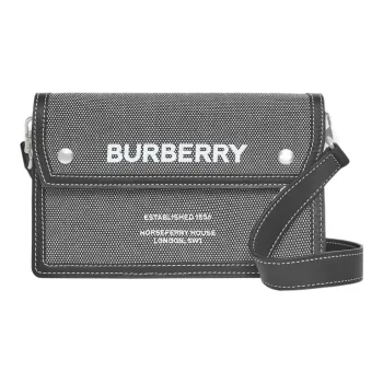 Burberry Horseferry Canvas With Leather Canvas Bag Shoulder Bag Crossbody Bag Regular Men's Black/Gray