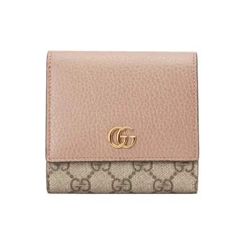 GUCCI Canvas With Leather Wallet Women's Ebony Beige