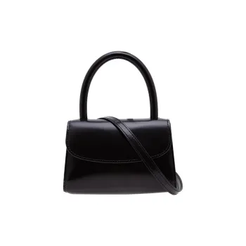By Far Semi-Patent Leather Small Square Bag Handbags Mini Women's Black