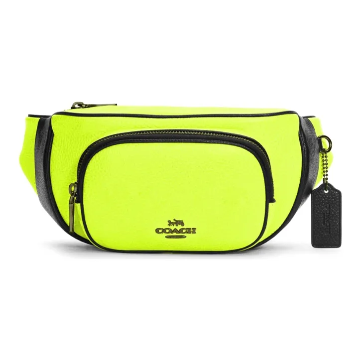 COACH Court Pebbled Leather Fanny Pack Trumpets Unisex Neon Yellow-0