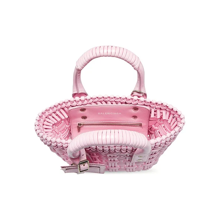 Balenciaga BISTRO Lacquered Finish Cow Leather Basket Bag Shoulder Bag Crossbody Bag Extra Small Women's Pink-3
