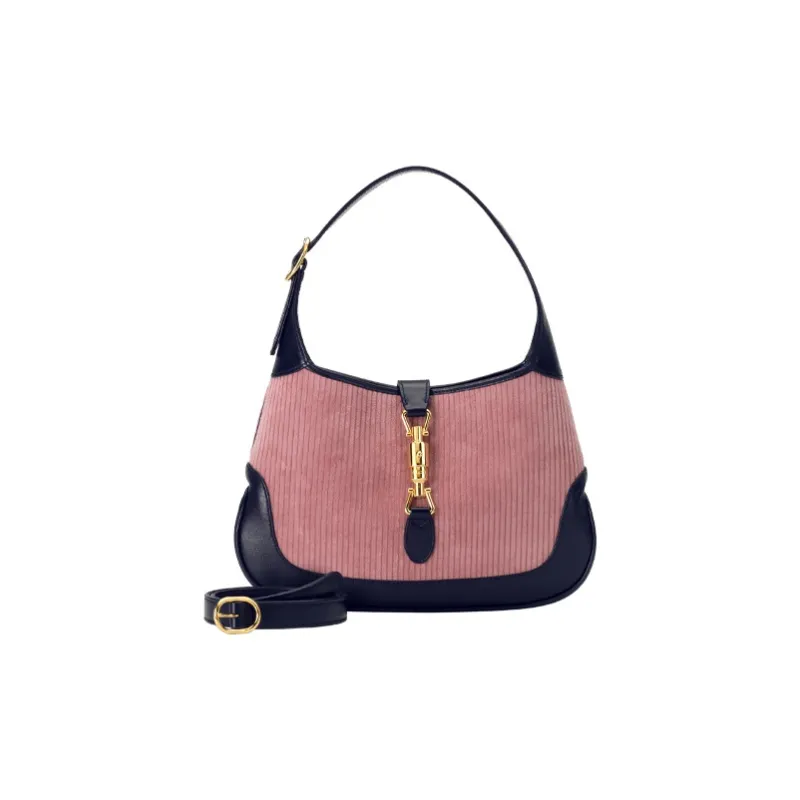 GUCCI Jackie 1961 Corduroy Leather Crescent Shoulder Bag Shoulder Bag Small Size Women's Purple Black Multicolor-7