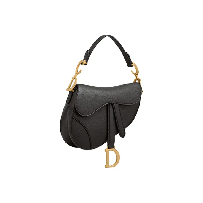 DIOR Saddle Grained Calfskin Saddle Bag, Handbag, Shoulder Bag Women's Black-1