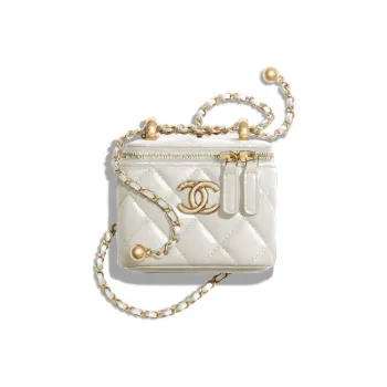 CHANEL Calfskin Box Bag, Flap Bag, Coin Purse, Shoulder Bag, Crossbody Bag Trumpets Women's White