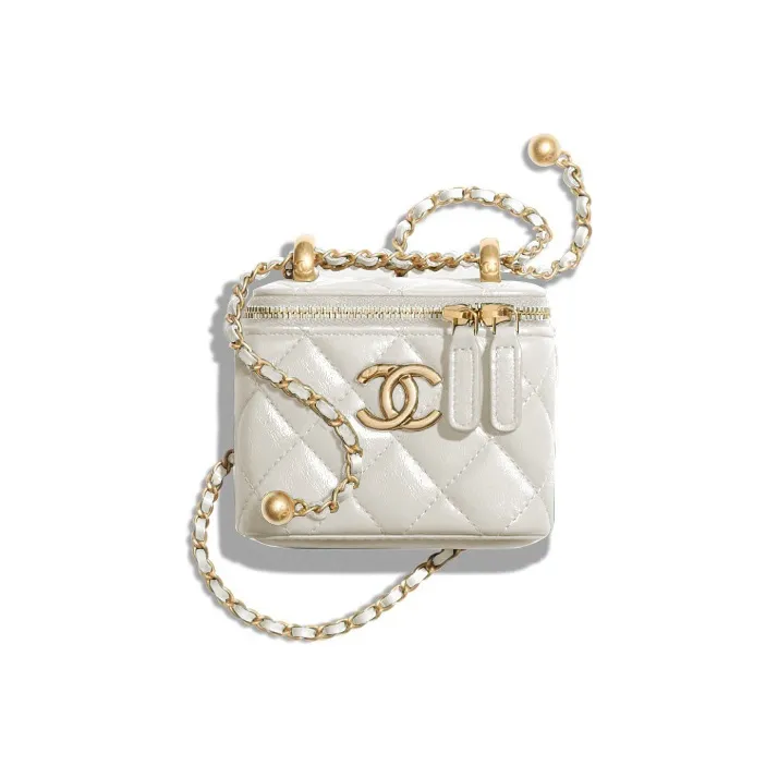 CHANEL Calfskin Box Bag, Flap Bag, Coin Purse, Shoulder Bag, Crossbody Bag Trumpets Women's White-0