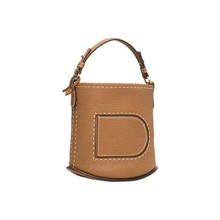 Delvau Calfskin Shoulder Bag Crossbody Bag Handbag Mini Women's Brown-1