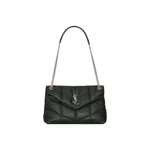 SAINT LAURENT PUFFER Sheepskin Cloud Bag Pillow Bag Crossbody Bag Shoulder Bag Women's Dark Ink Green