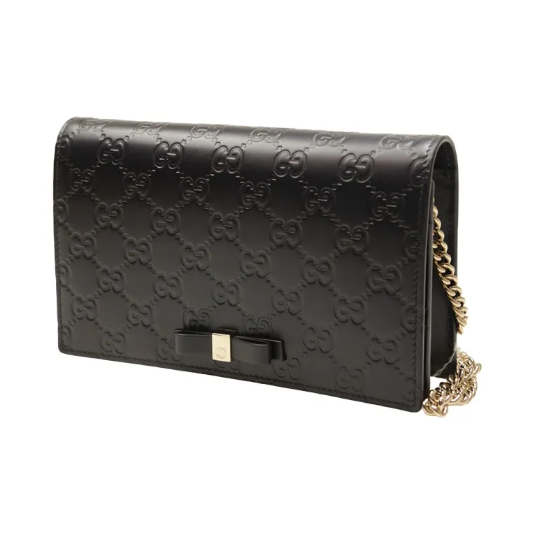 GUCCI Leather Wallet Shoulder Bag Crossbody Bag Regular Women's Black-1