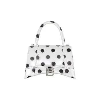 Balenciaga Cow Leather Hourglass Bag, Shoulder Bag, Crossbody Bag, Handbag Small Size Women's White