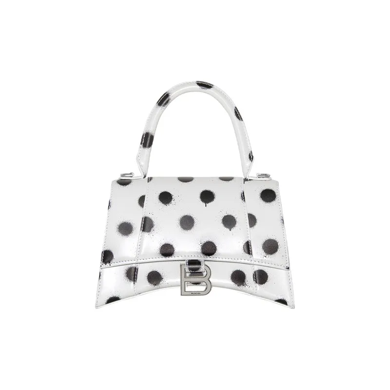 Balenciaga Cow Leather Hourglass Bag, Shoulder Bag, Crossbody Bag, Handbag Small Size Women's White-0