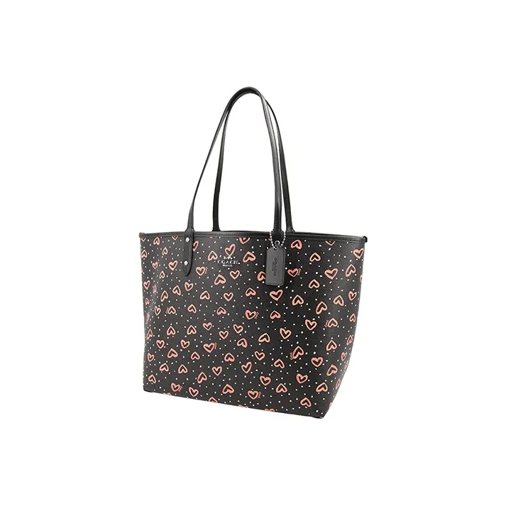 COACH Artificial Leather Tote Bag Shopping Bag Handbag Shoulder Bags Women's Black-1