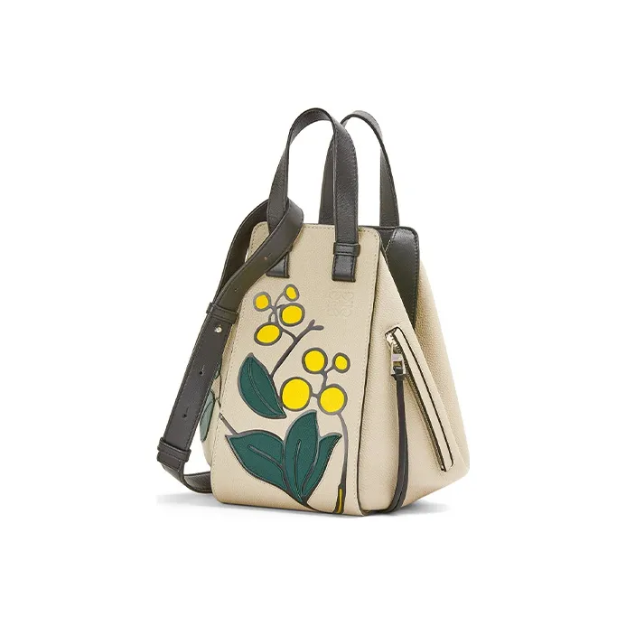 LOEWE Hammock Grained Calfskin Shoulder Bag Crossbody Bag Handbag Small Size Women's Light Oat-0