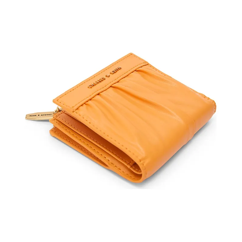 CHARLES&KEITH Artificial Leather Card Holder Wallet Mini Women's Light Pink/Tawny/Dark Green/Black-5