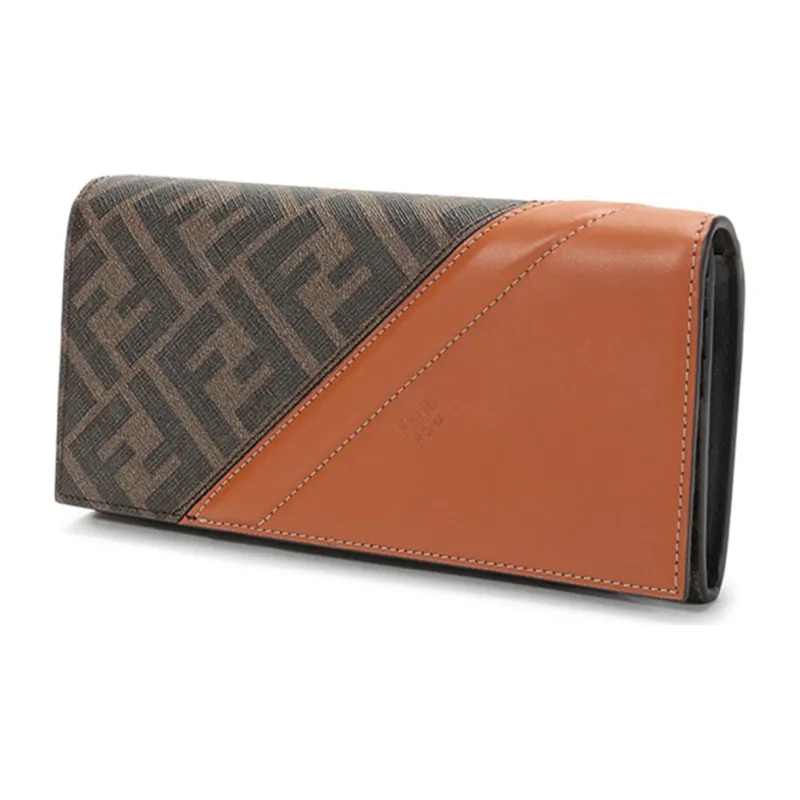 FENDI Coated Canvas With Leather Wallet Regular Men's Brown Multicolor-1