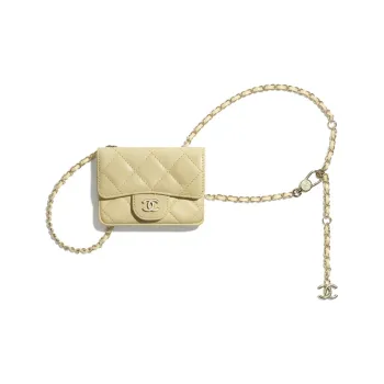 CHANEL Lambskin And Gold Metal Waist Chain Fanny Pack Regular Women's Yellow