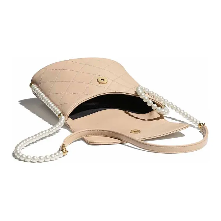 CHANEL Gabrielle Calfskin Hobo Bag, Crossbody Bag Women's Beige-2