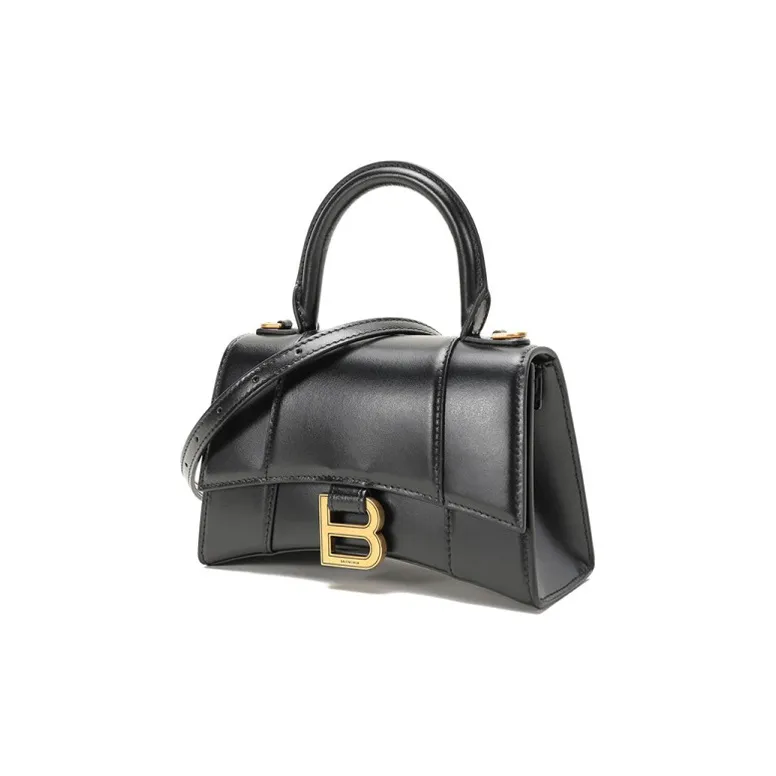 Balenciaga Hourglass Cow Leather Hourglass Bag Handbag Extra Small Women's Black-1