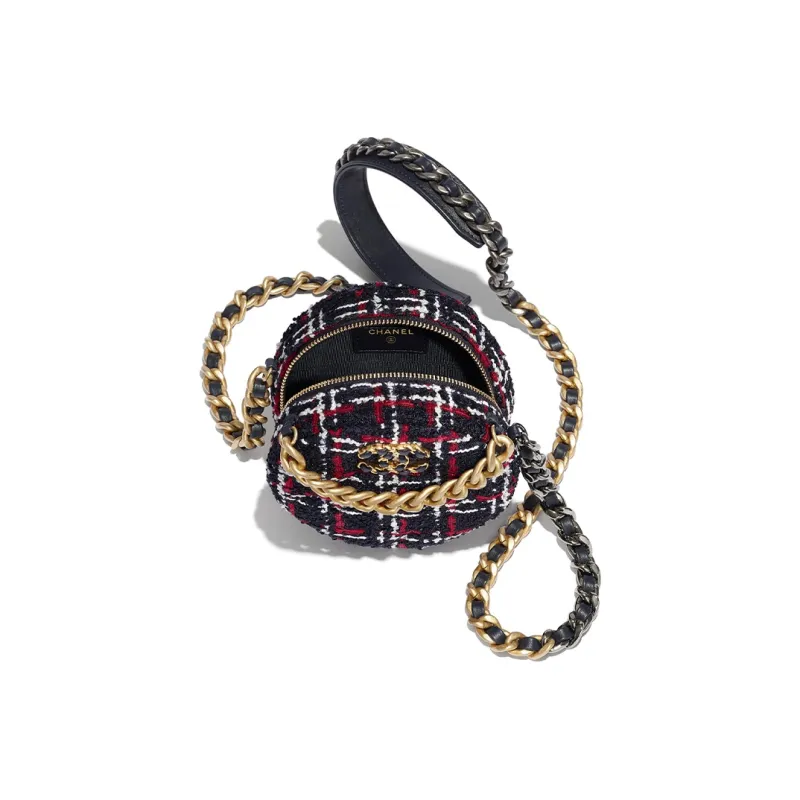 CHANEL 19Bag Soft Woolen Patchwork Round Bag, Chain Evening Bag, Clutch, Shoulder Bag Women's Blue White Red-1
