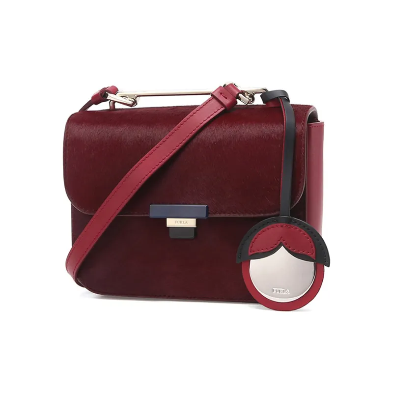 Furla Elisir Leather Shoulder Bag, Crossbody Bag, Handbag Mini Women's Red-1