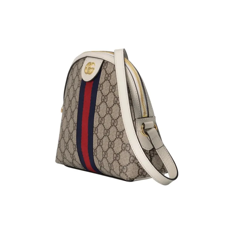 GUCCI Ophidia Canvas With Leather Dome Bag Shoulder Bag Crossbody Bag Small Size Women's Ebony White-1