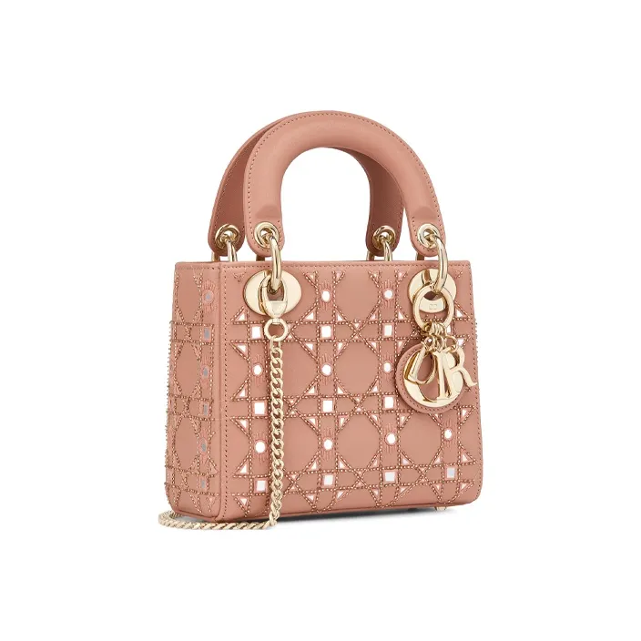 DIOR Lady Dior Cow Leather Crossbody Bags Shoulder Bags Handbags Mini Women's Rose Pink-1
