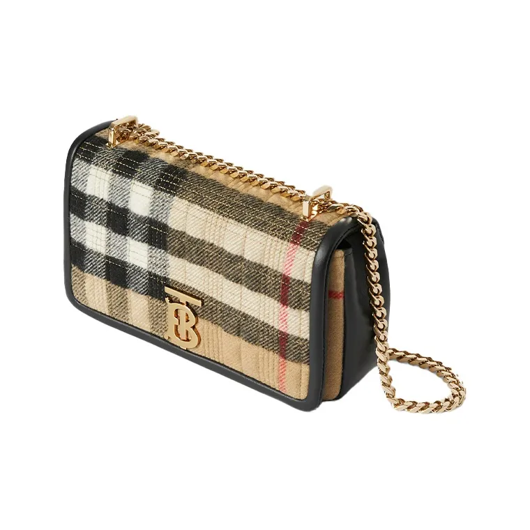 Burberry Lola Bag Quilted Silk Velvet Crossbody Bags Shoulder Bags Women's Beige-1