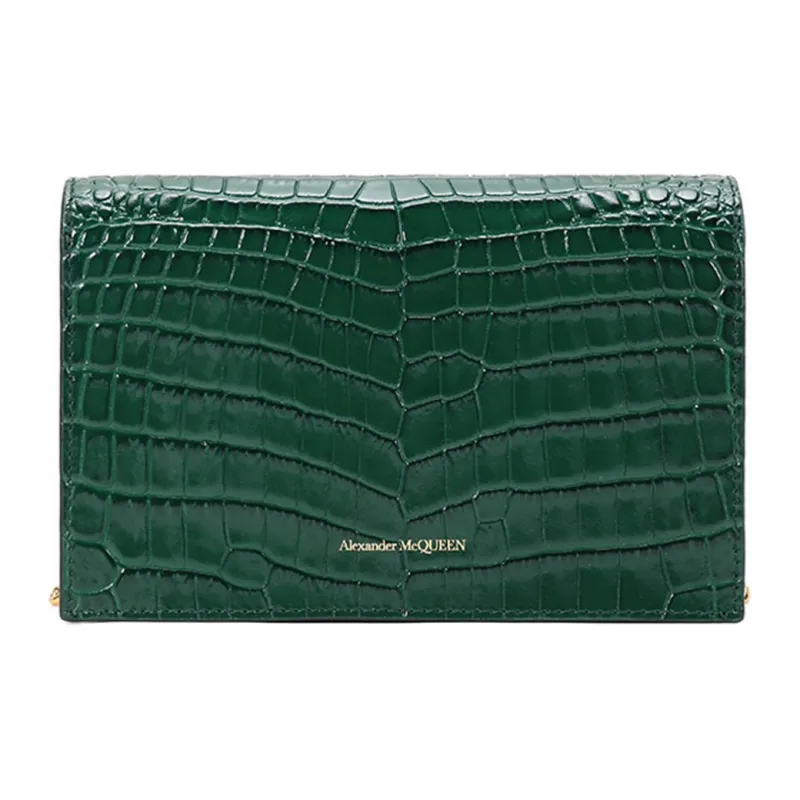 Alexander McQueen Skull Leather Crossbody Bag Shoulder Bag Women's Dark Green-3