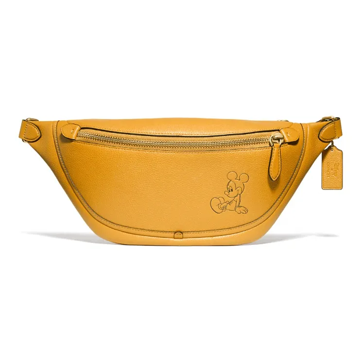 COACH League Leather Crossbody Bag Sling Bag Fanny Pack Large Size Women's Saffron-0