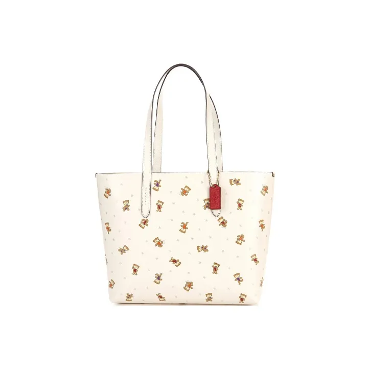 COACH Highline Pebbled Leather Tote Bag, Shopping Bag, Handbag, Shoulder Bag Women's Print White-0