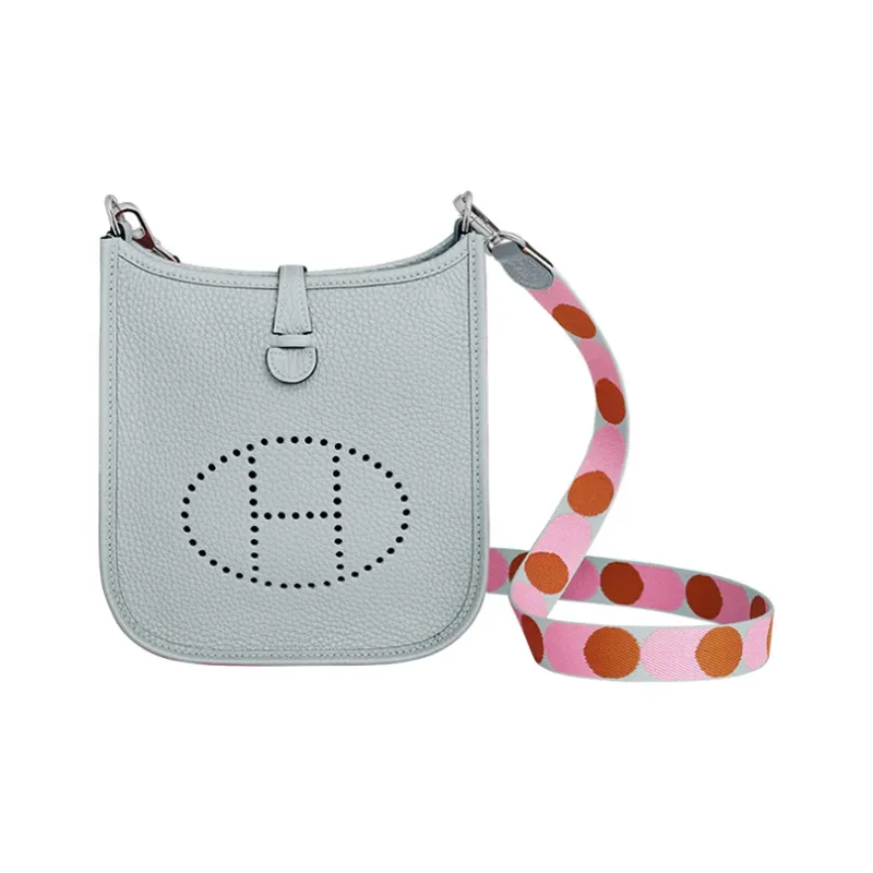 HERMES Evelyne Cow Leather Shoulder Bag Crossbody Bag Mini Women's Holy Grail Blue/Pink-0