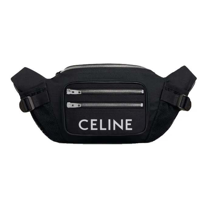 CELINE Polyamide Fabric Shoulder Bag, Crossbody Bag, Sling Bag, Fanny Pack Large Size Men's Black-0