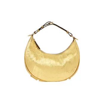 FENDI Fendigraphy Leather Crescent Bag Shoulder Bag Handbag Shoulder Bag Small Size Women's Gold