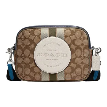 COACH Dempsey Canvas With Leather Crossbody Bag Camera Bag Shoulder Bag Women's White & Brown Monogram